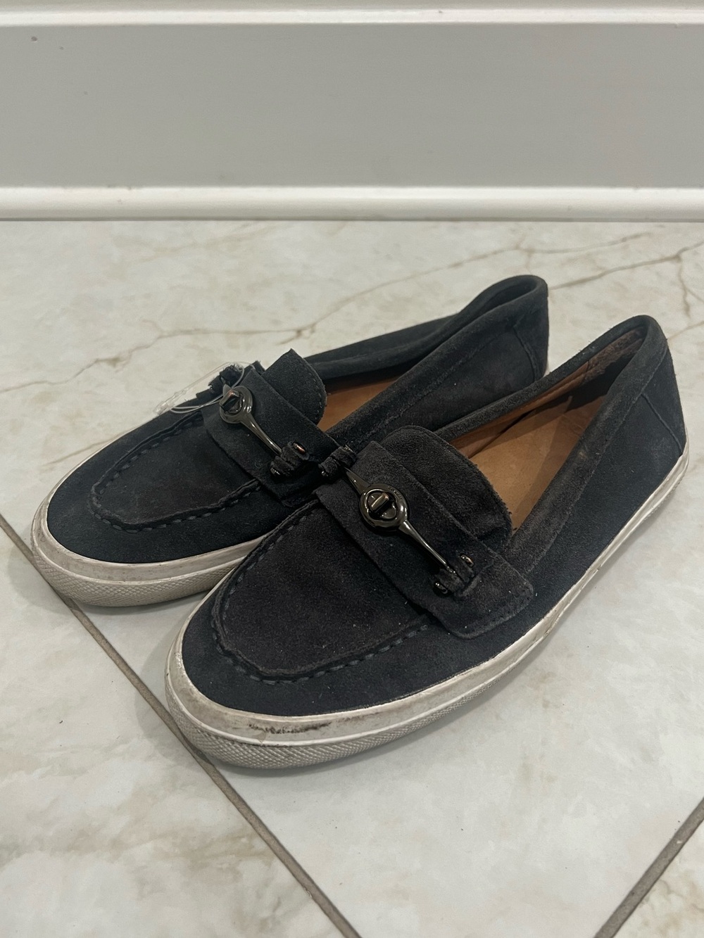 Coach Navy Blue Corey Suede Slip On Sneakers Size 6 US